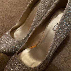 Grey sparkle heels